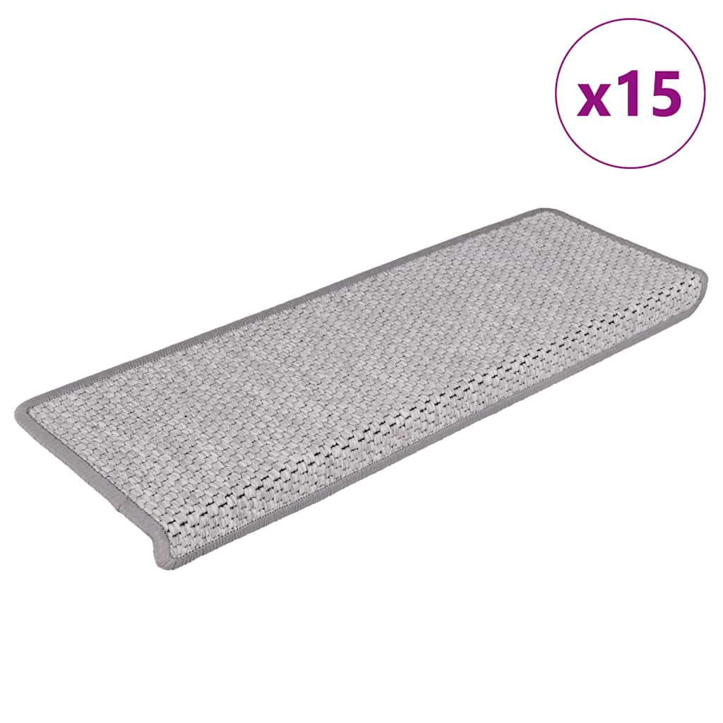 Vidaxl tappetini per autoadesivi 15 St sisal Look 65x21x4 cm Colore platina