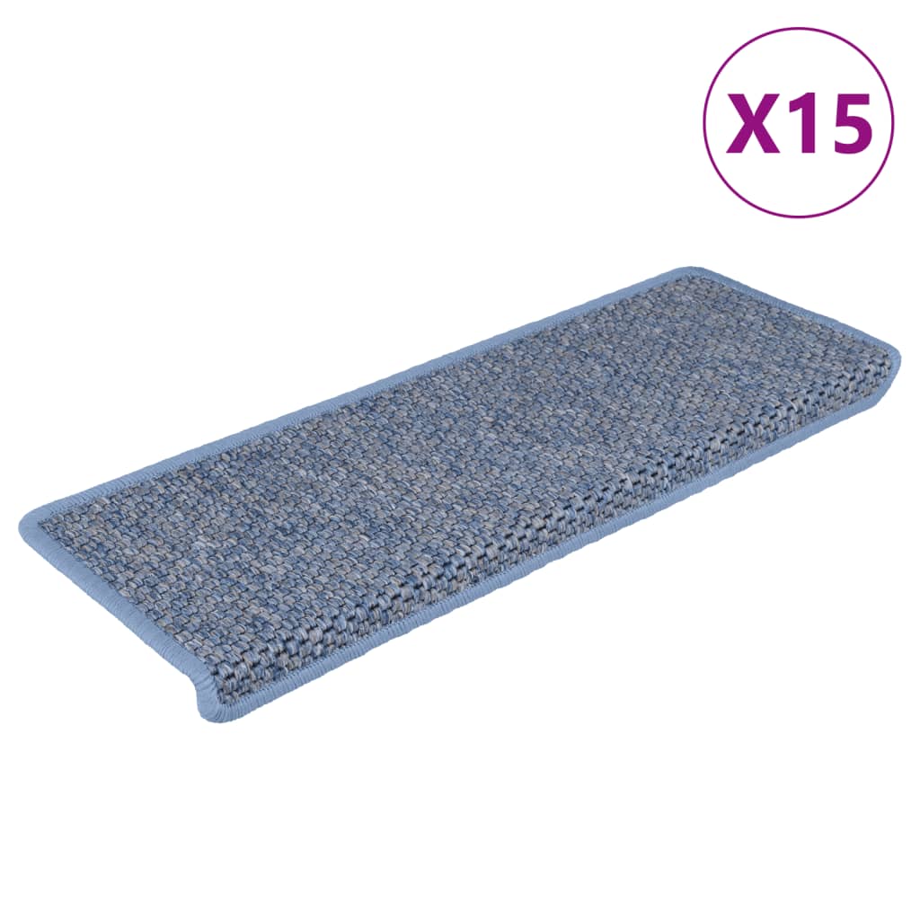 Vidaxl Stair Mats samodhezyjne 15 St Sisal Look 65x21x4 cm niebieski