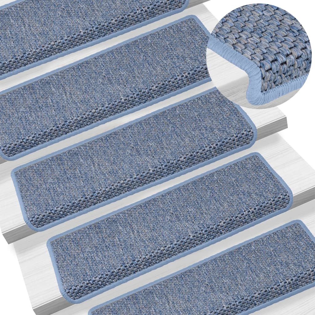 Vidaxl Stair Mats samodhezyjne 15 St Sisal Look 65x21x4 cm niebieski