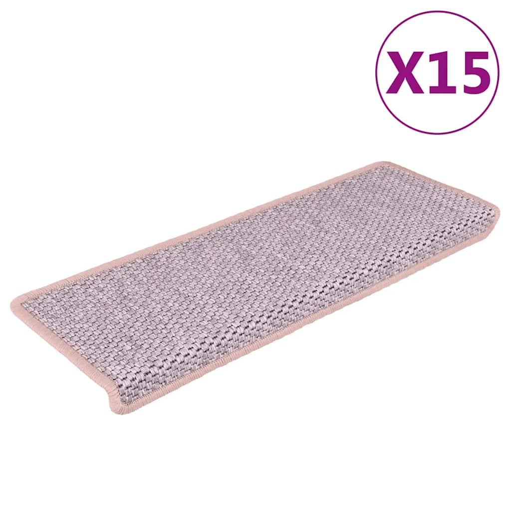Vidaxl Stair Mats auto-adhésif 15 st sisal look 65x21x4 cm rose