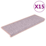 Vidaxl Stair Mats auto-adhésif 15 st sisal look 65x21x4 cm rose
