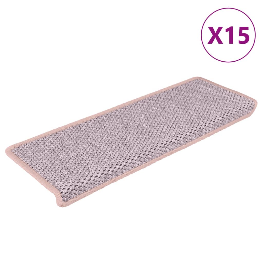 Vidaxl tappetini per autoadesivi 15 St sisal look 65x21x4 cm rosa