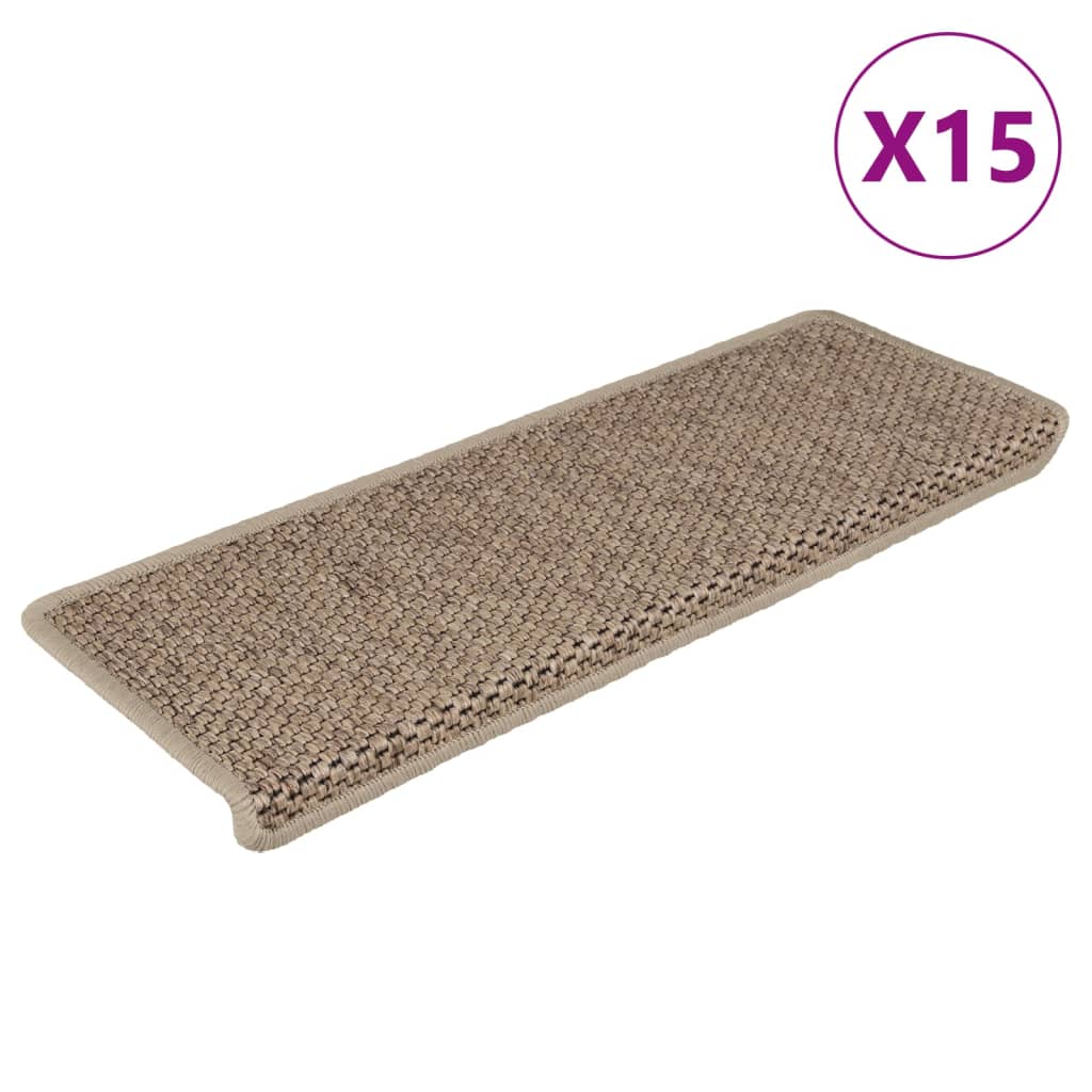 Vidaxl Stair Maty samoprzylepne 15 St Sisal Look 65x21x4 cm w kolorze piaskowym