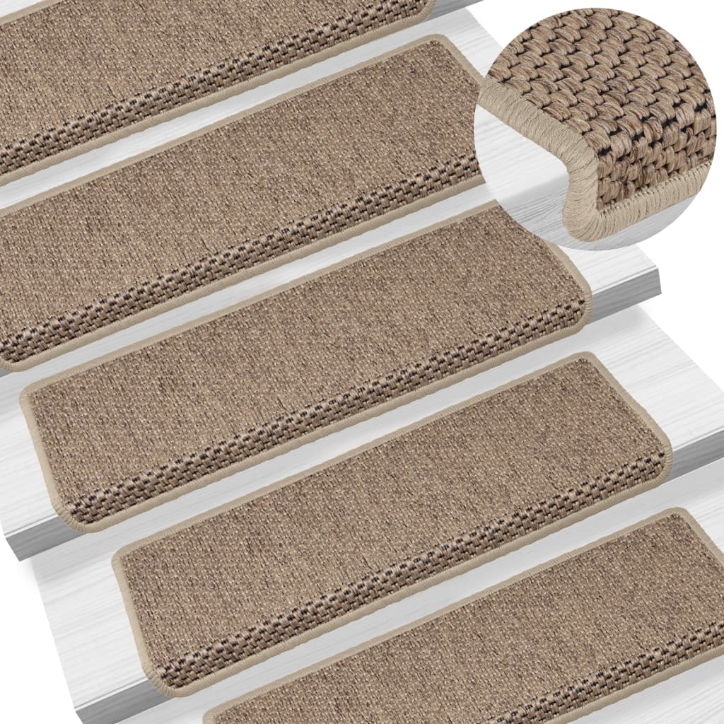 Vidaxl Stair Maty samoprzylepne 15 St Sisal Look 65x21x4 cm w kolorze piaskowym