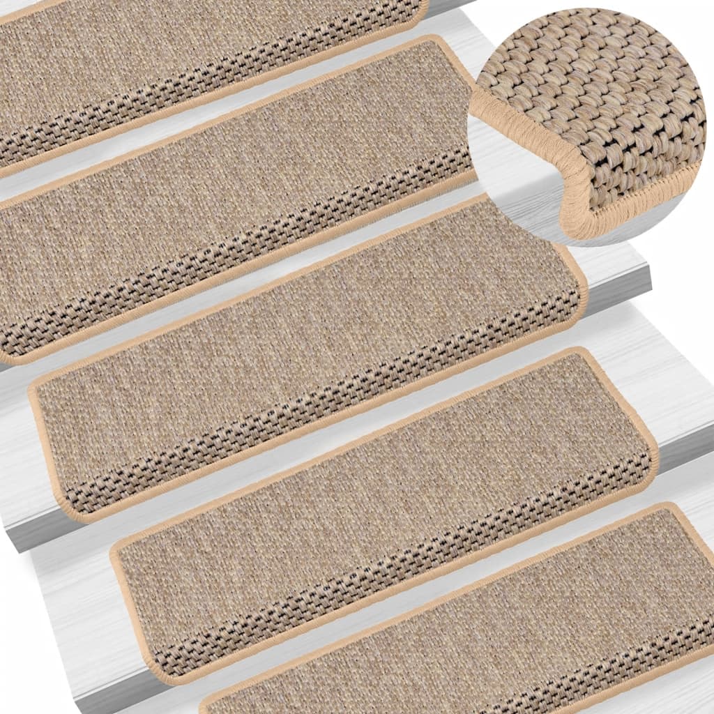 Vidaxl tappetini per autoadesivi 15 St sisal Look 65x21x4 cm Beige