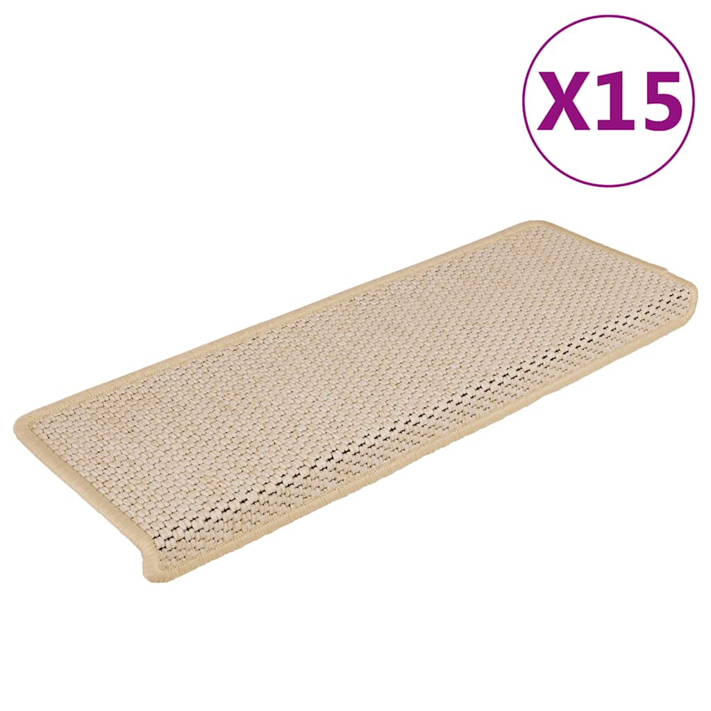 Vidaxl Stair tapis auto-adhésif 15 st sisal look 65x21x4 cm de couleur crème