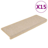 Vidaxl Stair tapis auto-adhésif 15 st sisal look 65x21x4 cm de couleur crème