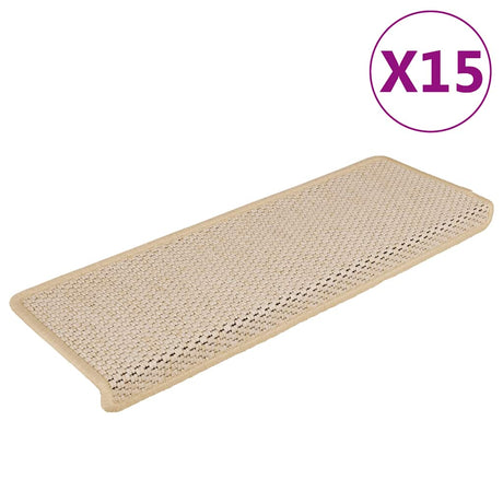 VidaXL tapis d'escalier auto-adhésif 15 pcs aspect sisal 65x21x4 cm berbère