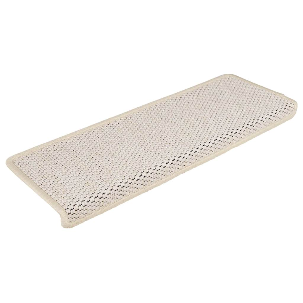 Vidaxl stair mats self-adhesive 15 st sisal look 65x21x4 cm cream-colored