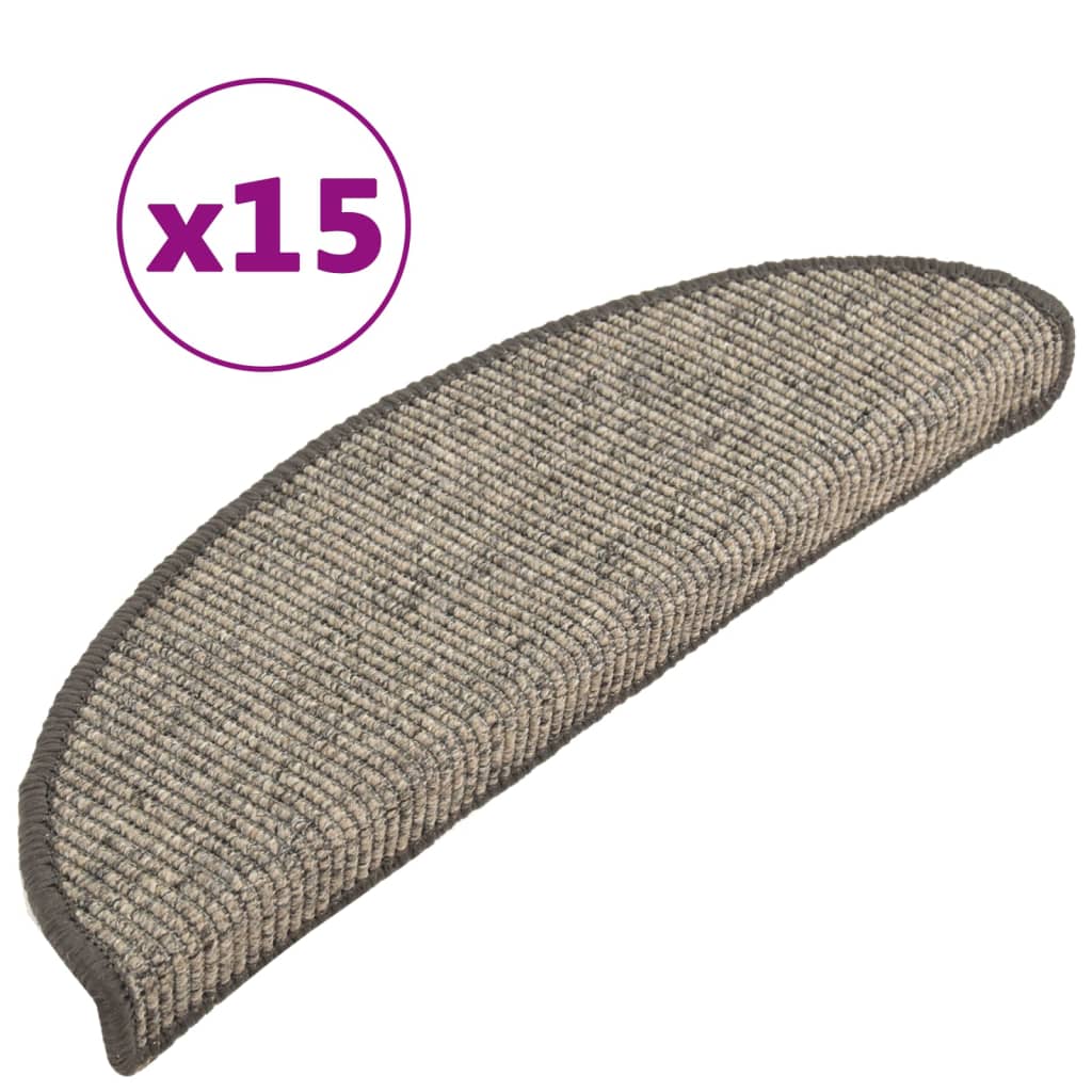 Vidaxl Stair Mats Self -fast 15 st 56x17x3 cm beige og grå