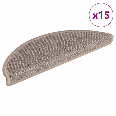 VidaXL tapis d'escalier 15 pcs 56x17x3 cm beige foncé semi-circulaire