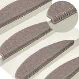 Vidaxx tapis d'escalier 15 pcs 65x21x4 cm beige foncé semi-circulaire grand