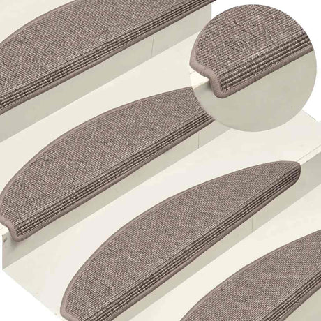 Vidaxx tapis d'escalier 15 pcs 65x21x4 cm beige foncé semi-circulaire grand