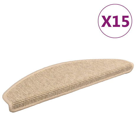 Vidaxx tapis d'escalier 15 pcs 65x21x4 cm beige clair semi-circulaire grand