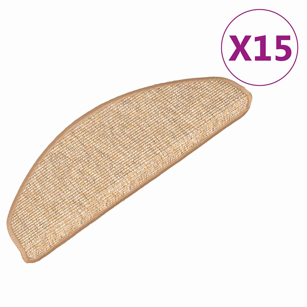 VidaXL Tapis d'escalier auto-adhésifs 15 pcs 65x21x4 cm marron clair