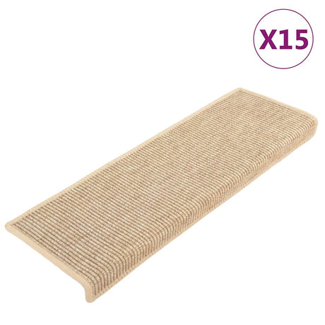 Vidaxx tapis d'escalier 15 pcs 65x21x4 cm beige clair avec bord rectangulaire