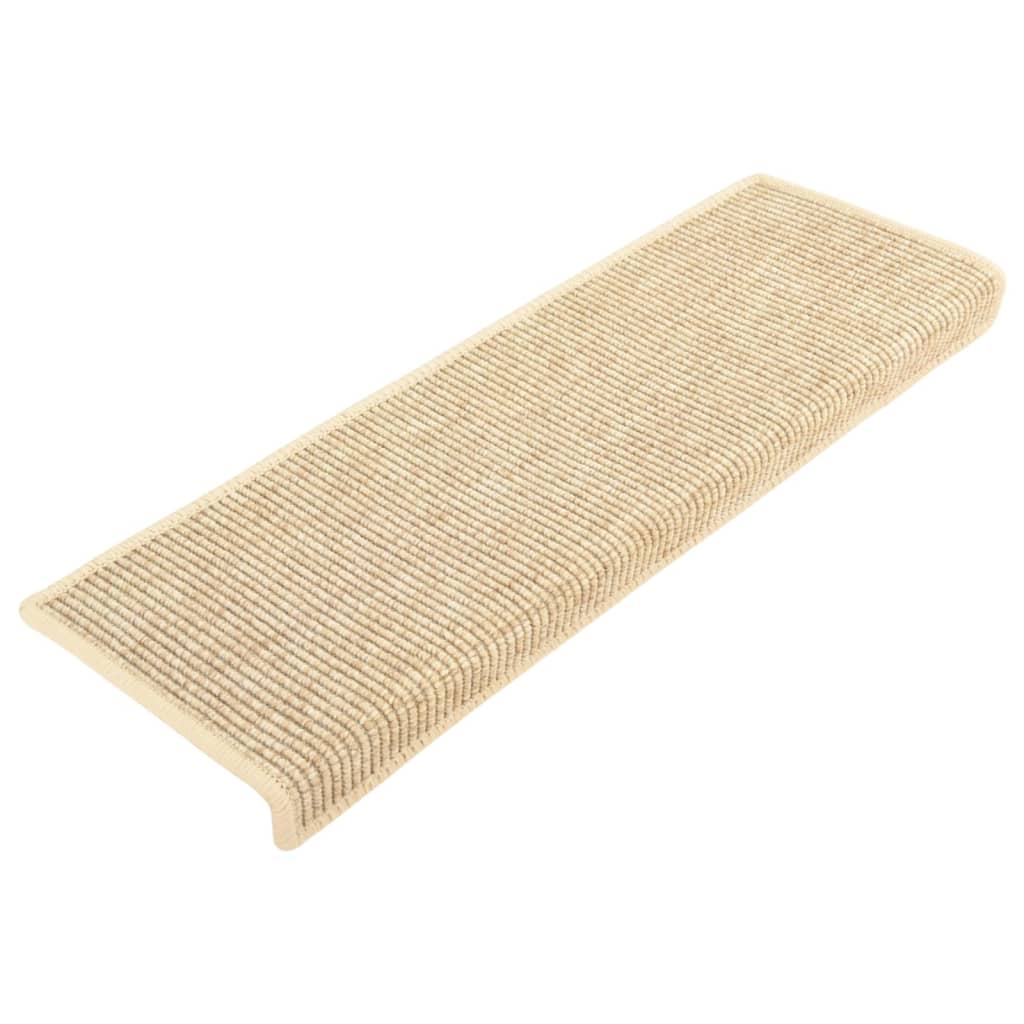 Vidaxl trapmatten zelfklevend 15 st sisal-look 65x21x4 cm lichtbeige