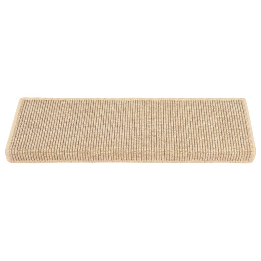 Vidaxx tapis d'escalier 15 pcs 65x21x4 cm beige clair avec bord rectangulaire