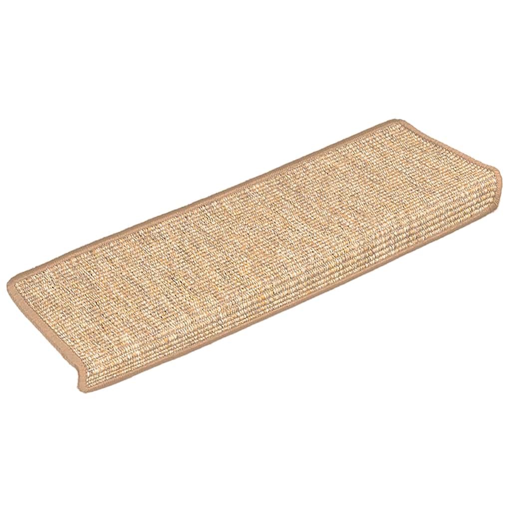 Vidaxx tapis d'escalier 15 pcs 65x21x4 cm marron clair avec bord rectangulaire