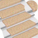 Vidaxx tapis d'escalier 15 pcs 65x21x4 cm marron clair avec bord rectangulaire
