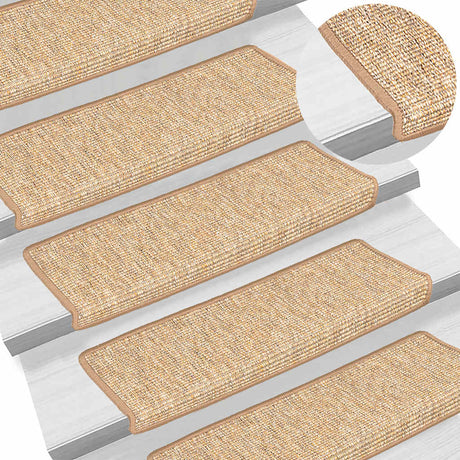 Vidaxx tapis d'escalier 15 pcs 65x21x4 cm marron clair avec bord rectangulaire