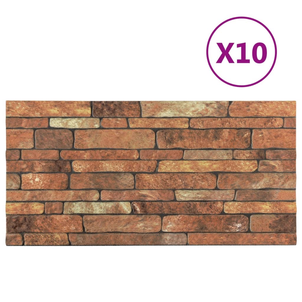 Vidaxl 10 St Wall Panels 3D Brown Brick EPS