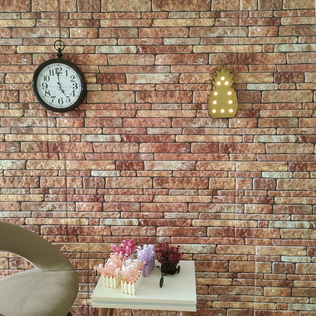 Vidaxl 10 st Wall panels 3D brown brick EPS