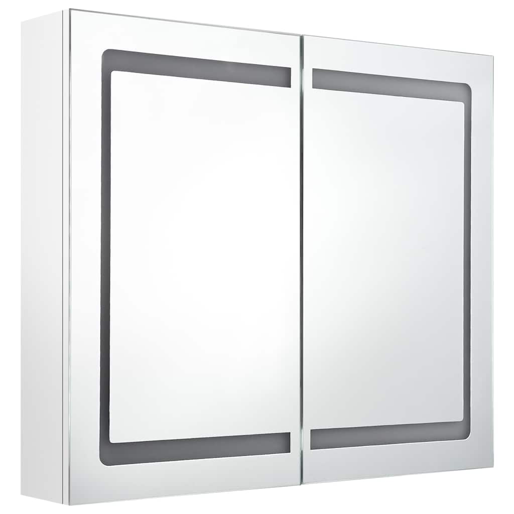 Vidaxl badkamerkast met spiegel en led 80x12x68 cm glanzend wit