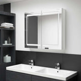 Vidaxl badkamerkast met spiegel en led 80x12x68 cm glanzend wit
