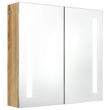Vidaxl badkamerkast met spiegel en led 62x14x60 cm eikenkleurig