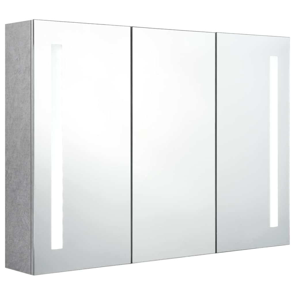 Vidaxl badkamerkast met spiegel en led 89x14x62 cm betongrijs