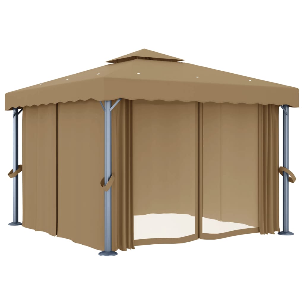 Vidaxl Arbor z zasłoną 3x3 m aluminium taupe