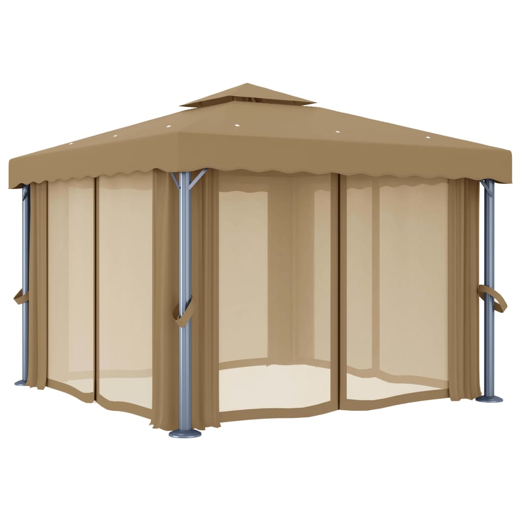 Vidaxl Arbor z zaveso 3x3 m aluminijasta taupe