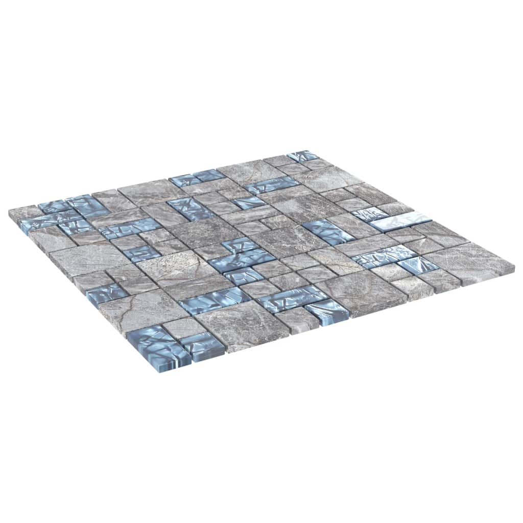 Vidaxl Mosaic Tiles 22 PCS 30x30 cm gris en verre et bleu