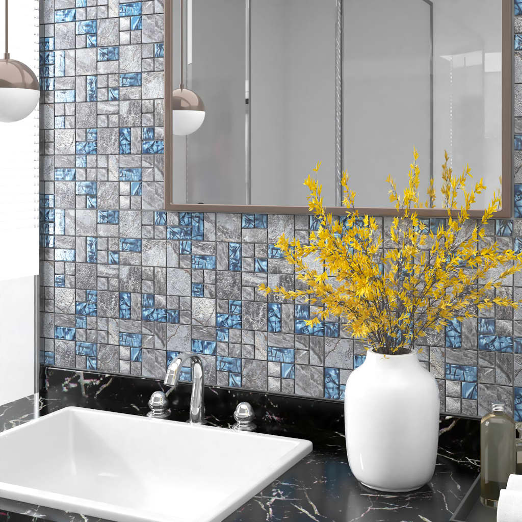 Vidaxl Mosaic Tiles 22 PCS 30x30 cm gris en verre et bleu