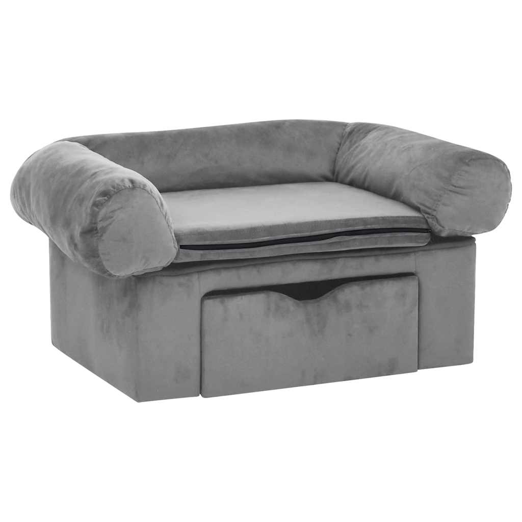 Banco de perros Vidaxl con cajón 75x50x38 cm peluche gris