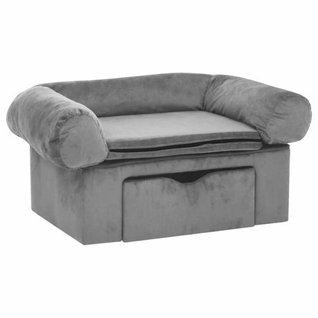 Banque de chien Vidaxl avec tiroir 75x50x38 cm Gray en peluche