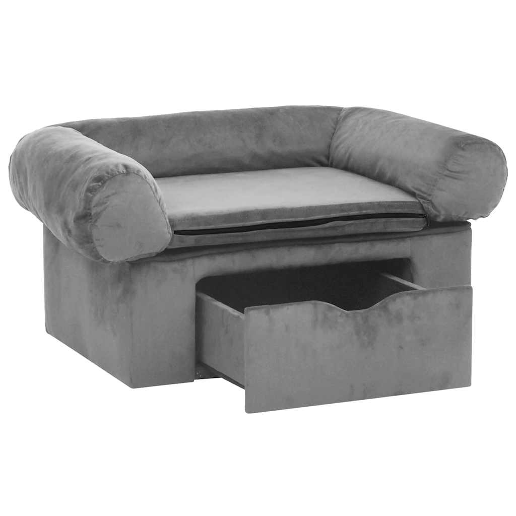 Banco de perros Vidaxl con cajón 75x50x38 cm peluche gris