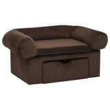 Vidaxxl canapé pour chien avec tiroir 75x50x38 cm peluche marron