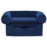 Vidaxl hondenbank met lade 75x50x38 cm pluche blauw