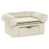 Vidaxxl canapé pour chien avec tiroir 75x50x38 cm peluche crème