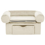 Vidaxxl canapé pour chien avec tiroir 75x50x38 cm peluche crème