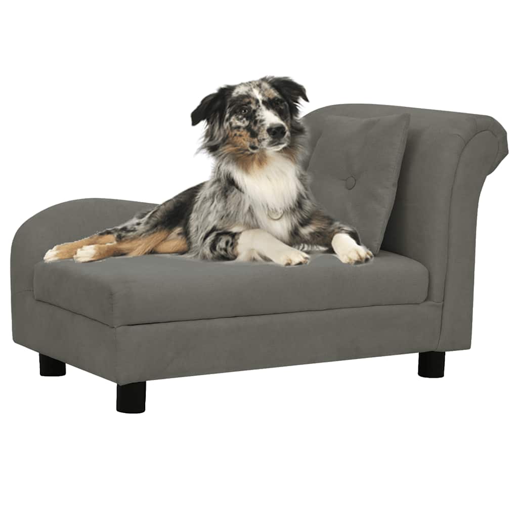 Vidaxxl canapé pour chien avec coussin 83x44x44 cm peluche gris foncé