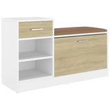Canapé de chaussure Vidaxl 94,5x31x57 cm en bois blanc sonoma chêne coloré