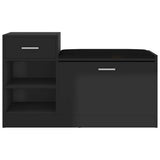 Canapé de chaussure Vidaxl 94.5x31x57 cm en bois de bois haut brillant noir