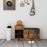 Canapé de chaussure Vidaxl 94.5x31x57 cm en bois transformé en chêne fumé coloré