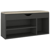 Canapé à chaussures Vidaxl avec coussin 104x30x49 cm en bois de bois gris