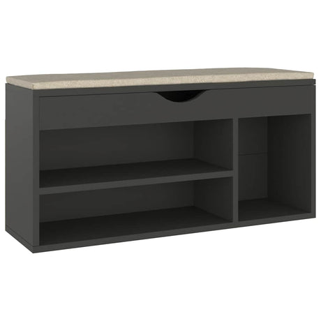 Canapé à chaussures Vidaxl avec coussin 104x30x49 cm en bois de bois gris