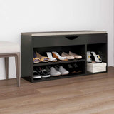 Canapé à chaussures Vidaxl avec coussin 104x30x49 cm en bois de bois gris