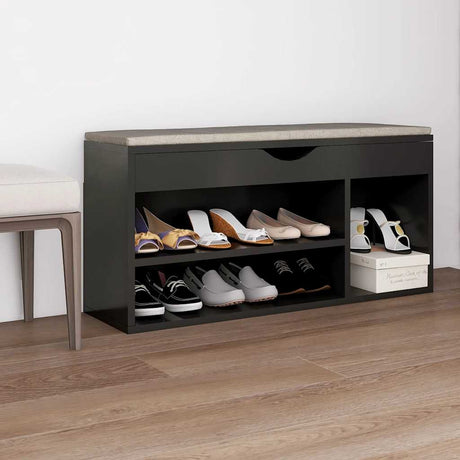 Canapé à chaussures Vidaxl avec coussin 104x30x49 cm en bois de bois gris